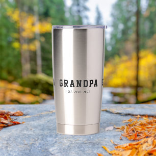 Black And White Bold Grandpa Established Insulated Tumbler