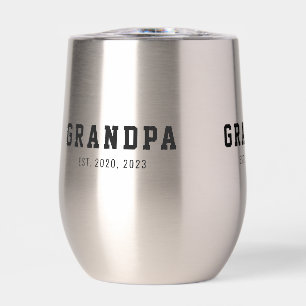 Black And White Bold Grandpa Established Thermal Wine Tumbler