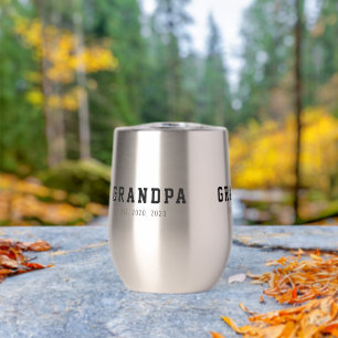 Black And White Bold Grandpa Established Thermal Wine Tumbler