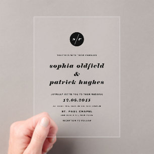Black and White Bold Italic Typography Wedding Acrylic Invitations