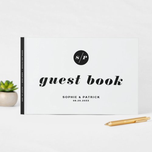 Black and White Bold Italic Typography Wedding Guest Book