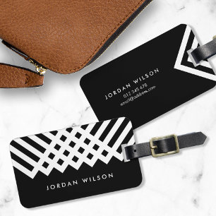 Black and White Bold Minimalist Geometric Luggage Tag