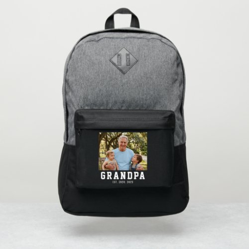 Black And White Bold Photo Grandpa Established Port Authority® Backpack