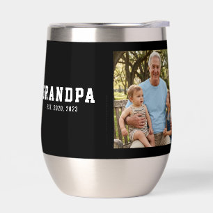 Black And White Bold Photo Grandpa Established Thermal Wine Tumbler