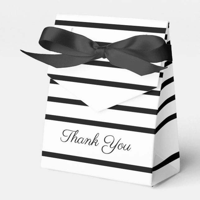 Black And White Bold Stripe Wedding Favor Boxes (Front Side)