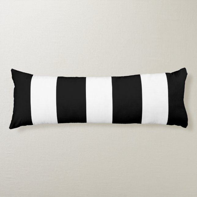 Black and White Bold Stripes Pattern Body Pillow (Front)