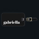 Black and White Bold Typography Personalized Name Luggage Tag<br><div class="desc">Bold Modern Typography Personalized Name Luggage Tag with White Text on a Black Background</div>