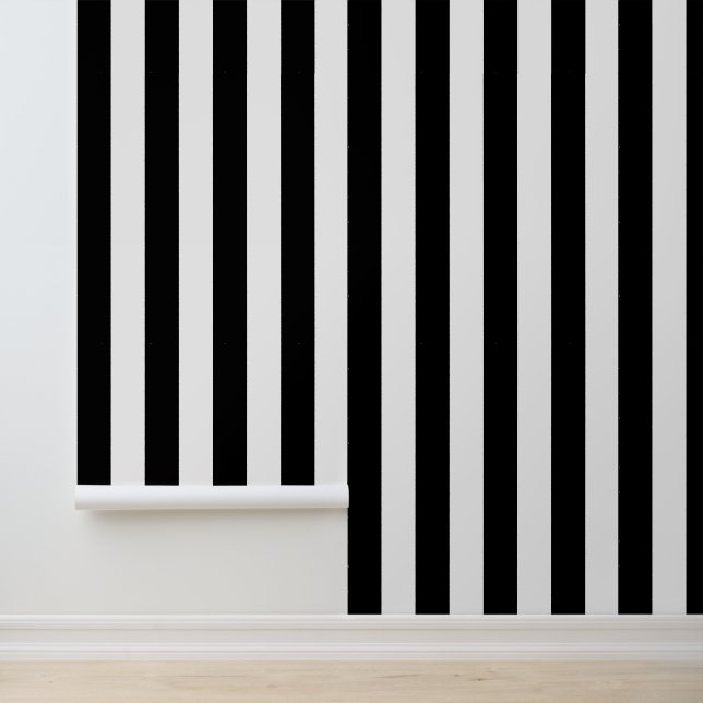 Black and White Bold Vertical Stripes Wallpaper (Application)