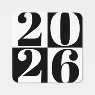Black and White Bold Year Blocks New Year Party Square Sticker