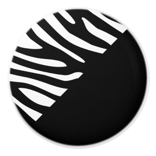 Black and White Bold Zebra Stripe Asymmetrical Ceramic Knob
