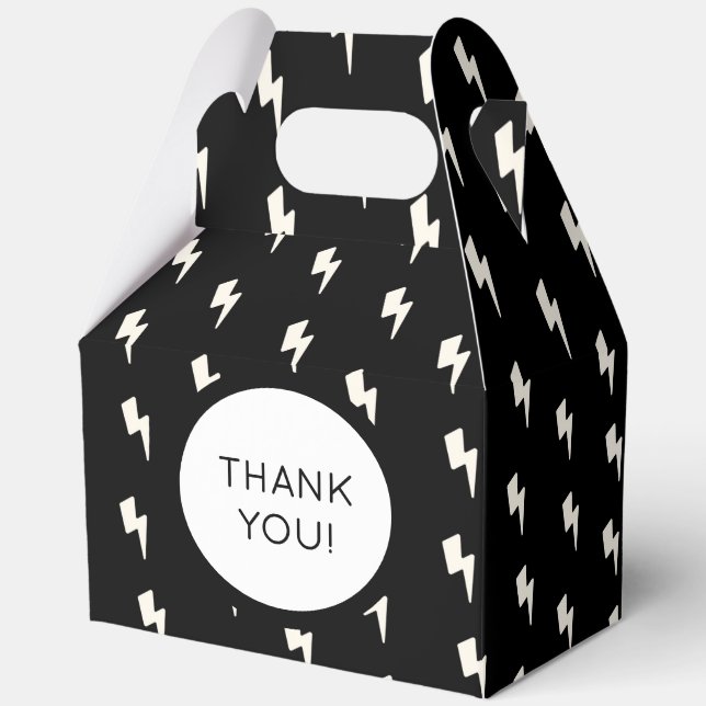 Black and White Bolts Custom Favor Box (Front)