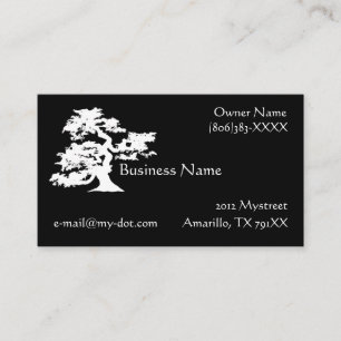 Black and White Bonsai Silhouette Business Card