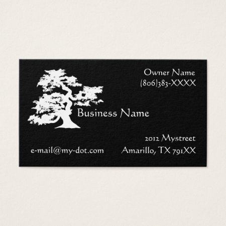 Black and White Bonsai Silhouette Business Card