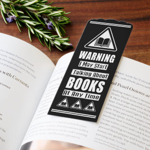 Black And White Book Lovers Warning Sign Bookmarks