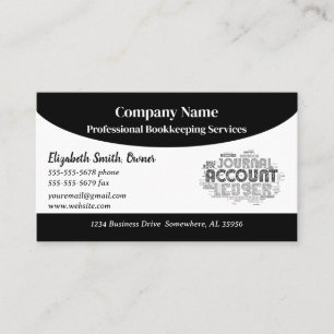 Black and White Bookkeeping Business Card