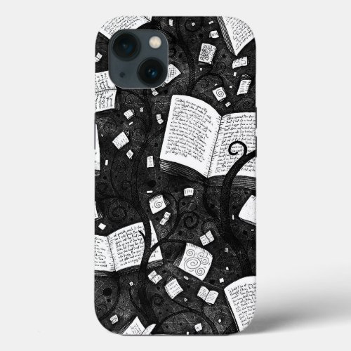 Black And White Books Background iPhone 13 Case