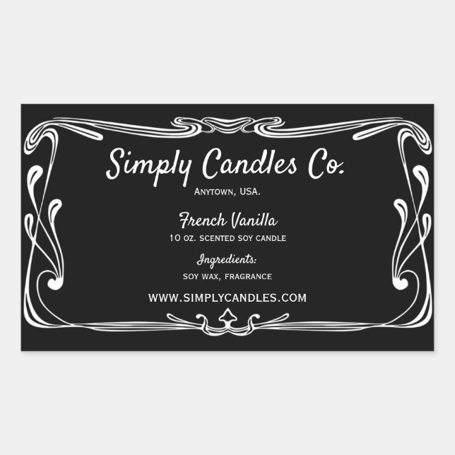 Black and White Border Candle Jar Labels (Front)