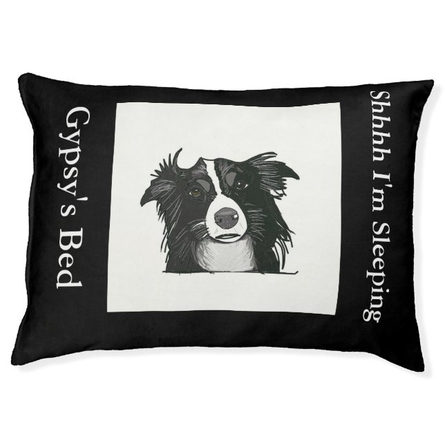 Black and White Border Collie Bed (Front)