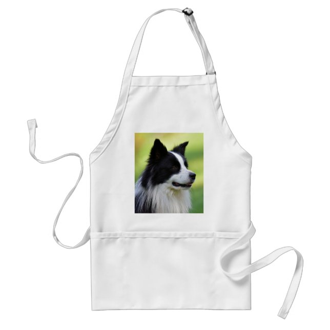 Black and White Border Collie Dog Adult Apron (Front)