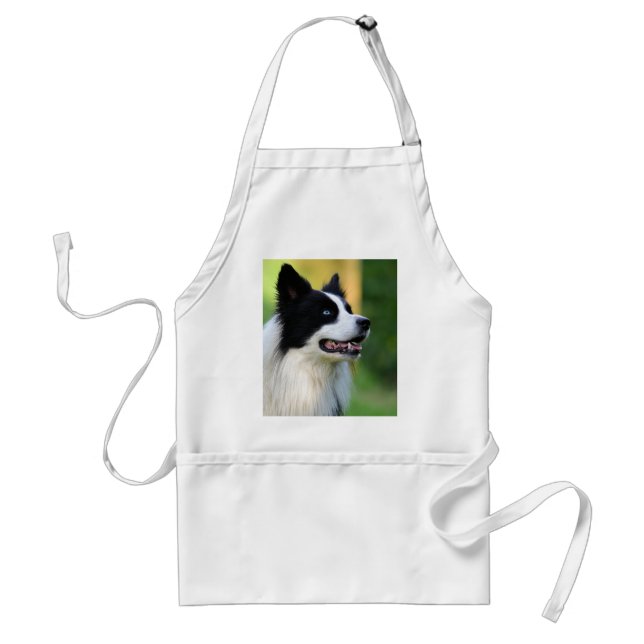 Black and White Border Collie Dog Adult Apron (Front)
