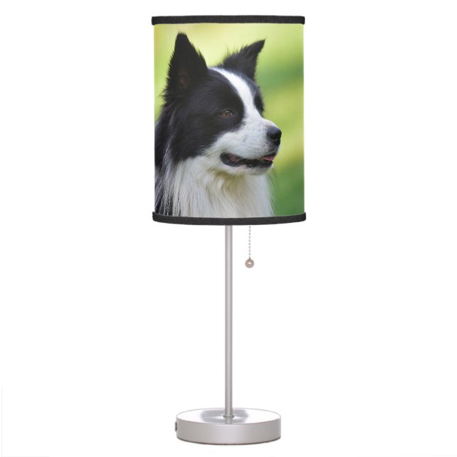 Black and White Border Collie Dog Table Lamp (Left)