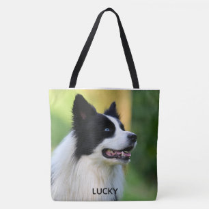 Black and White Border Collie Dog Tote Bag