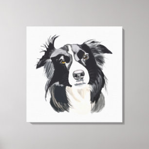 Black and White Border Collie New Design Canvas Print