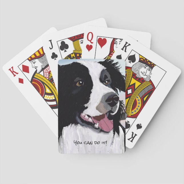 Black and White Border Collie Playing Cards (Back)