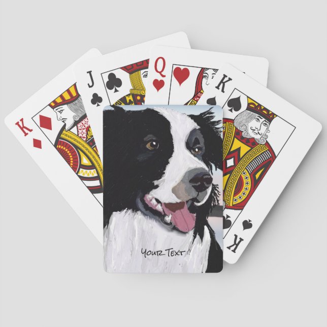 Black and White Border Collie Playing Cards (Back)
