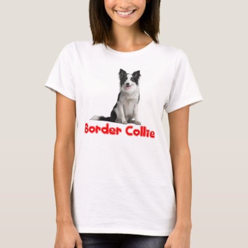 Black and White Border Collie Puppy Dog Tee Shirt