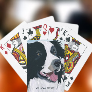 Black and White Border Collie Smiling Poker Cards