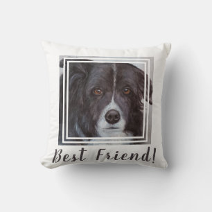 Black and White Border Collie Throw Pillow