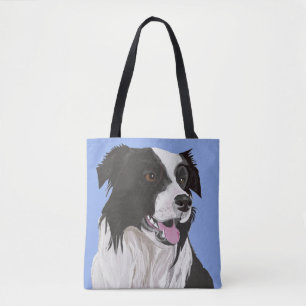 Black and white Border Collie Tote Bag