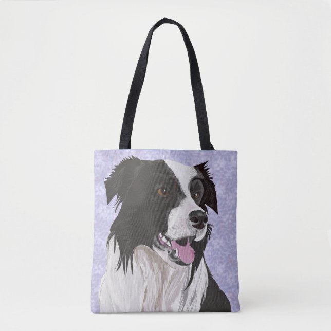 Black and white Border Collie Tote Bag (Front)
