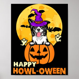 Black And White Border Collie Witch Dog Happy Poster