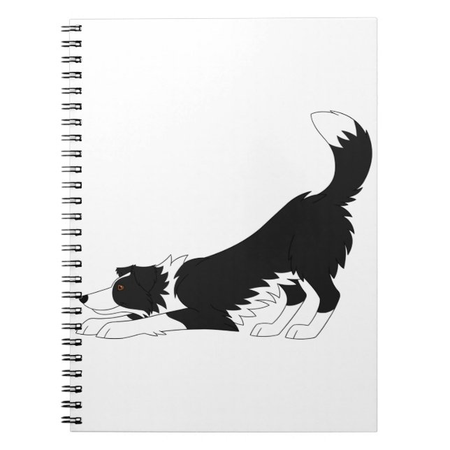 Black and White Border Collie Yoga Notebook (Front)
