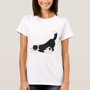 Black and White Border Collie Yoga T-Shirt