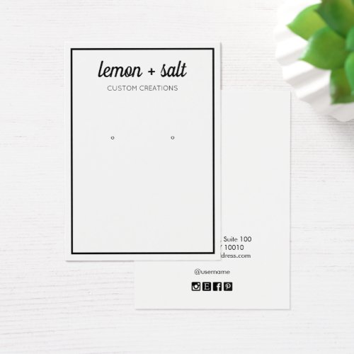 Black and White Border  Earring Display Card