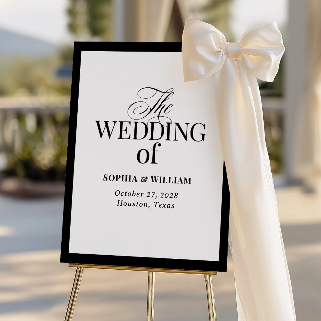 Black and White Border | Elegant Wedding Welcome Foam Board (Creator Uploaded)