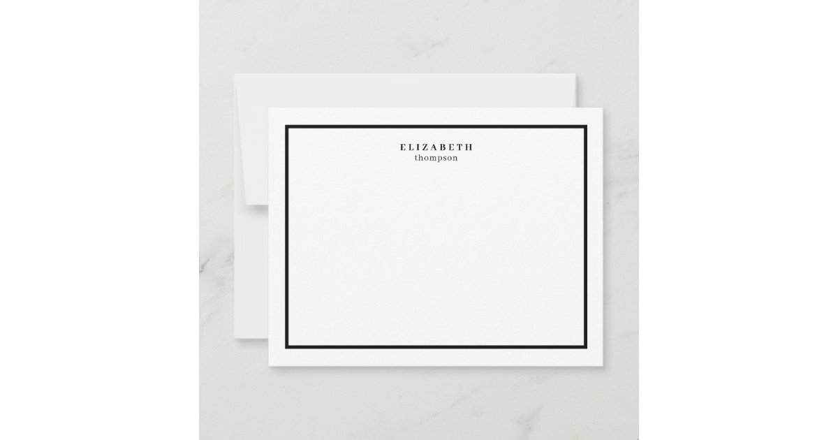 Black and White Border Modern Simple Note Card | Zazzle