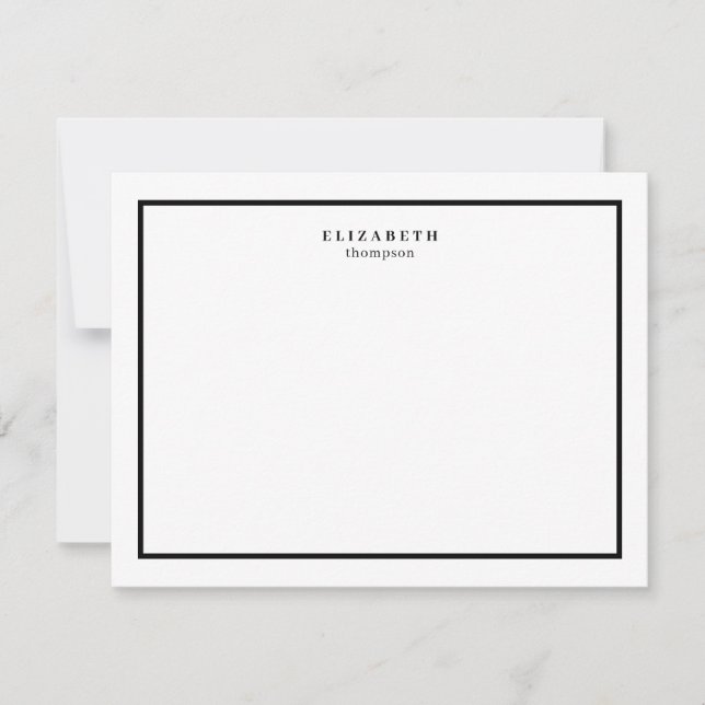 Black and White Border Modern Simple Note Card (Front)