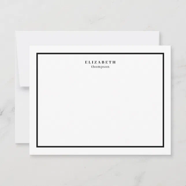 Black and White Border Modern Simple Note Card | Zazzle