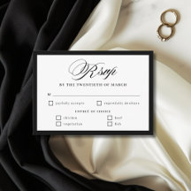 Black and White Border Wedding RSVP