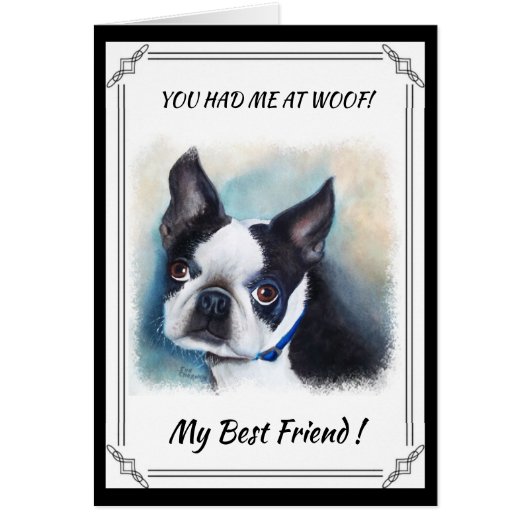 BLACK AND WHITE BOSTON TERRIER CARDS (Front)