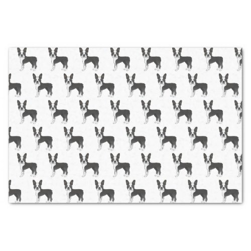 Black And White Boston Terrier Cartoon Dog Pattern Tissue Paper