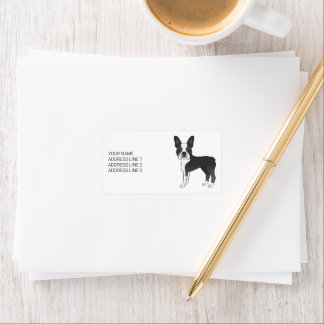 Black And White Boston Terrier Cartoon Dog &amp; Text Label