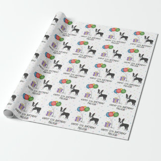 Black And White Boston Terrier Cute Dog - Birthday Wrapping Paper