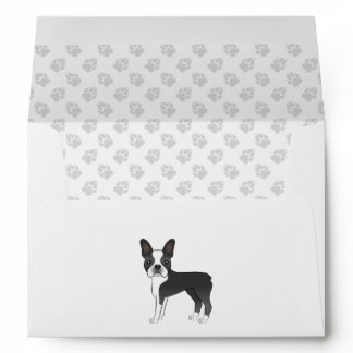 Black And White Boston Terrier Dog Illustration Envelope