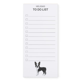 Black And White Boston Terrier Dog To Do List Magnetic Notepad