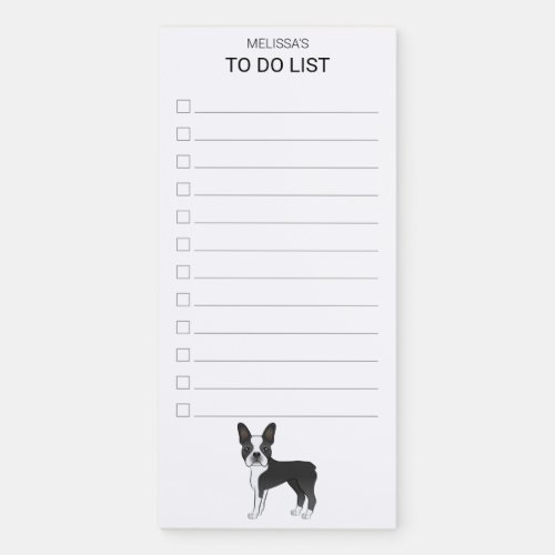 Black And White Boston Terrier Dog To Do List Magnetic Notepad